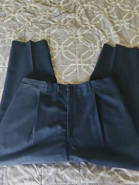 Higgins Slacks Men's Classic Pleated Dress Pants - Navy Retro 70s